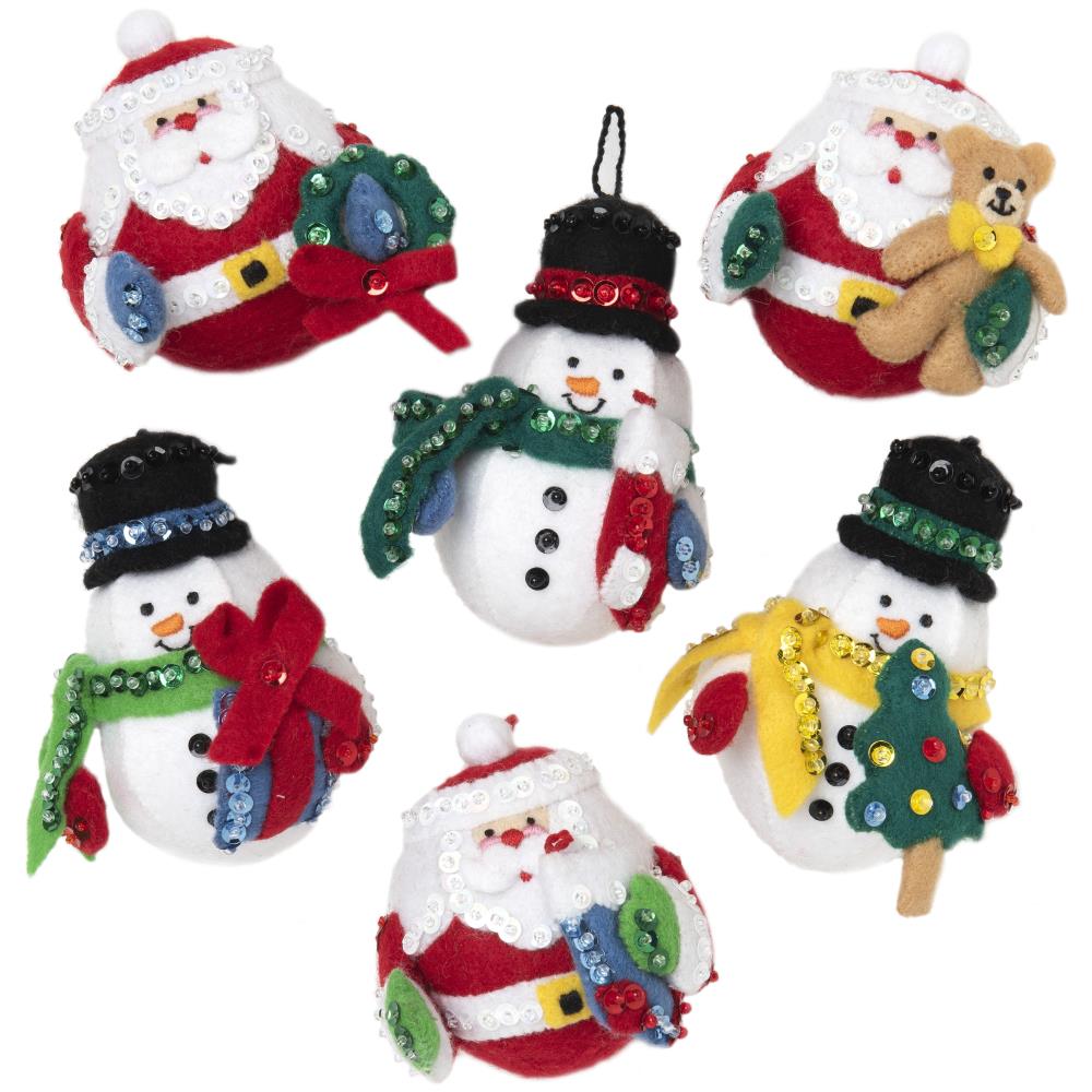 Felt Ornaments Roly Poly Christmas Applique Kit Set - Click Image to Close